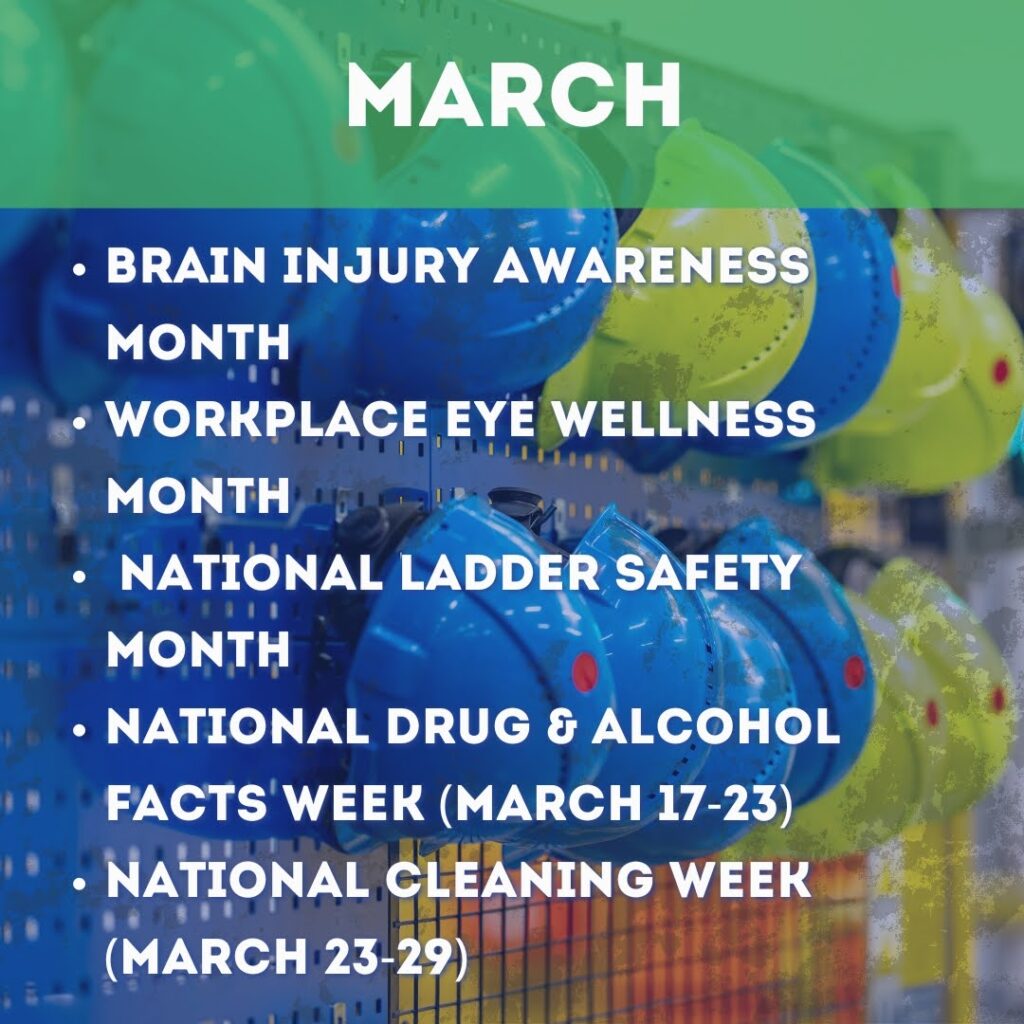 monthly safety topic calendar​ - march