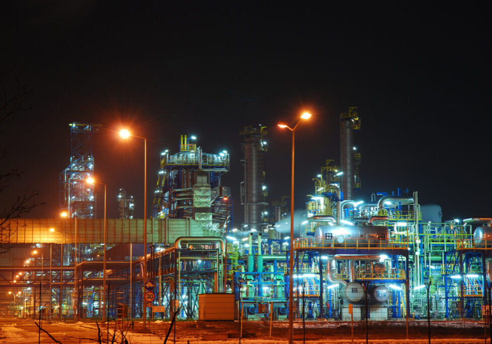 Refinery at night